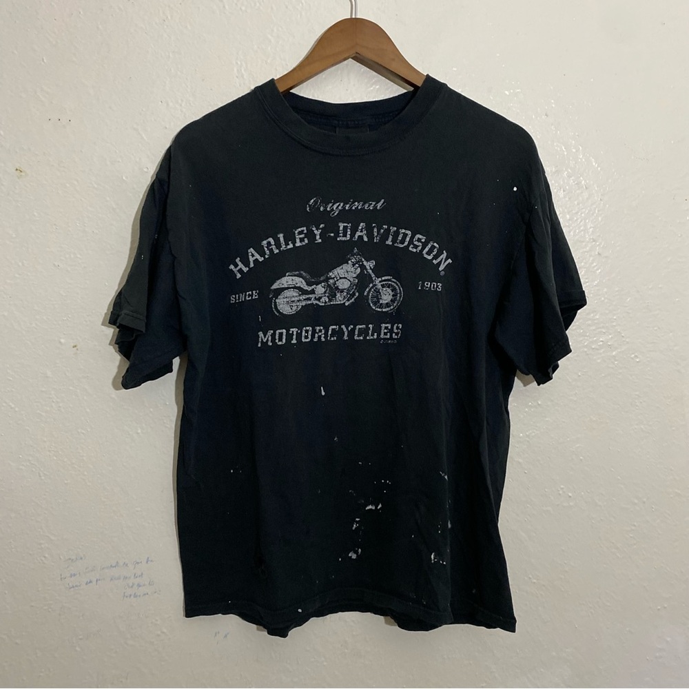 Harley-Davidson Black Short Sleeve Tee with Motorcycle Graphic